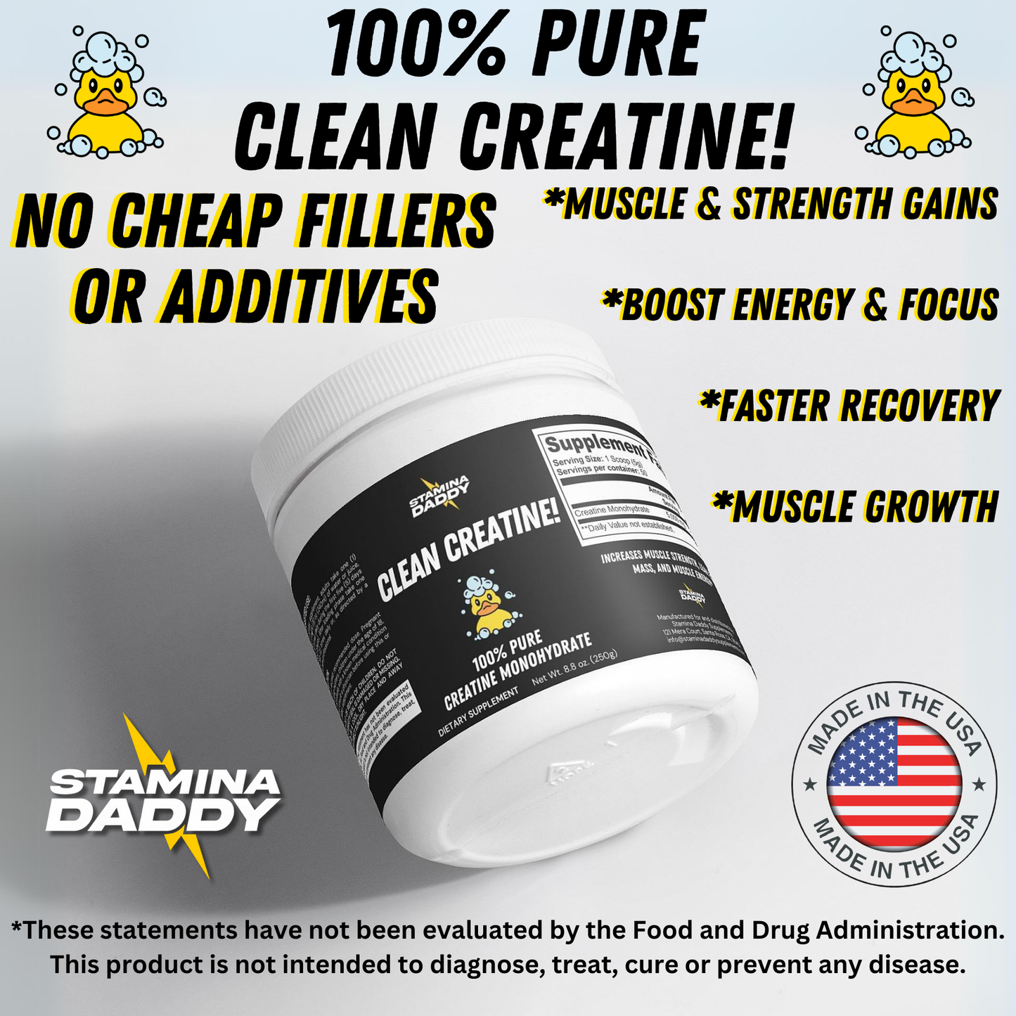 CLEAN CREATINE! - 100% Pure Creatine Monohydrate Powder