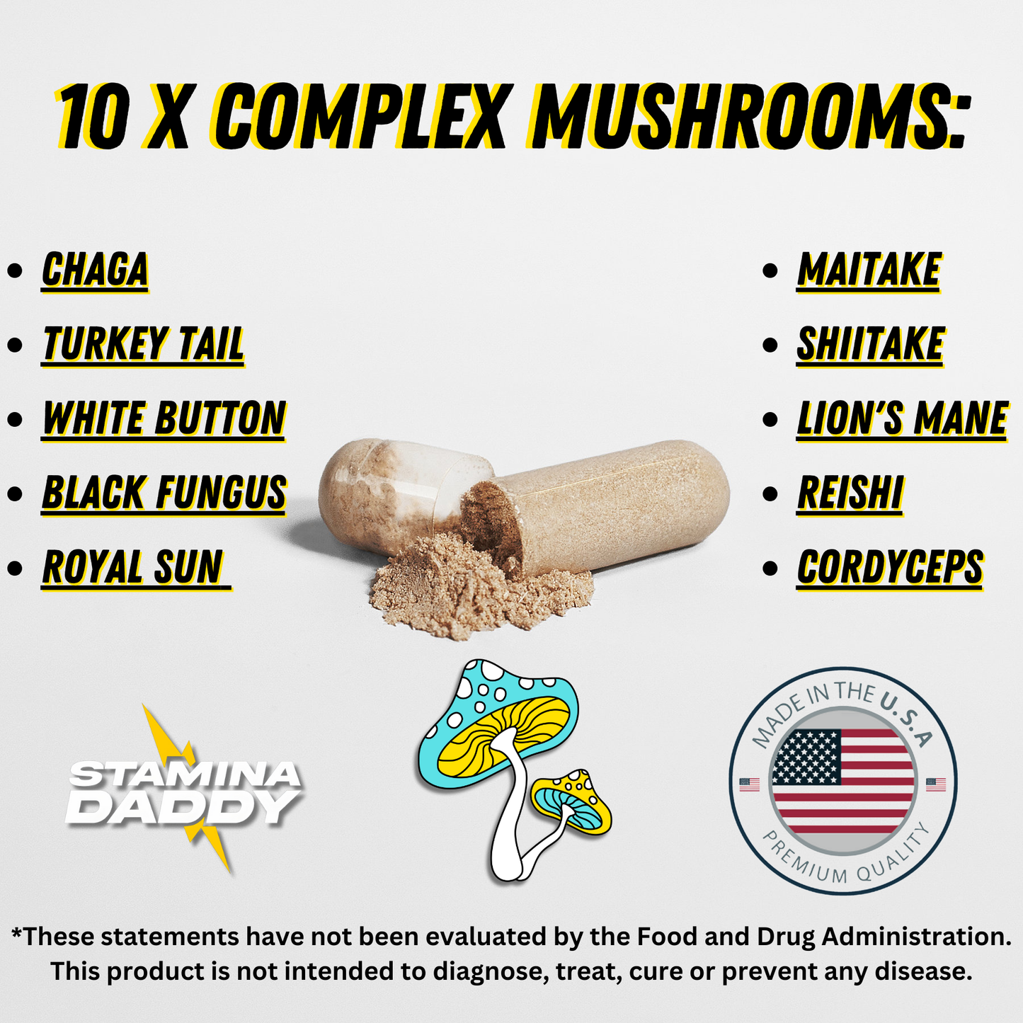 SHROOM BOOM! - Mushroom Complex 10-in-1 Capsules.